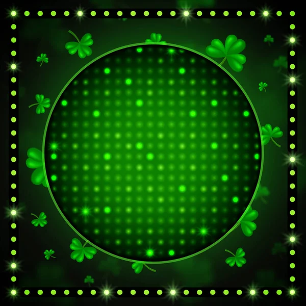 Vektor Illustration Leuchtender Hintergrund Mit Grünem Klee Und Rundem Mosaik — Stockvektor