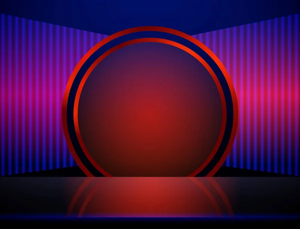 Vector Lege Blauwe Neon Glans Tafel Kamerwand Achtergrond Met Rode — Stockvector