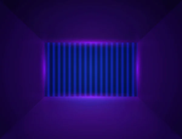 Vector Empty Blue Room Background Neon Light Wall Design Pokaż — Wektor stockowy