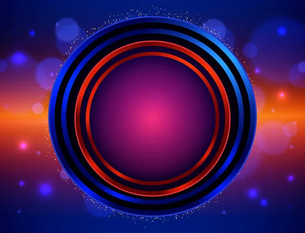 Vector Abstracto Brillante Azul Fondo Naranja Con Bokeh Banner Redondo — Archivo Imágenes Vectoriales