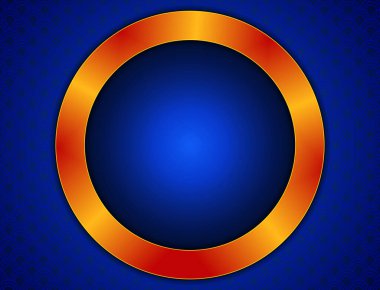 Tasarım için kırmızı ve altın yuvarlak pankartlı soyut vektör desenli mavi arkaplan çizimi