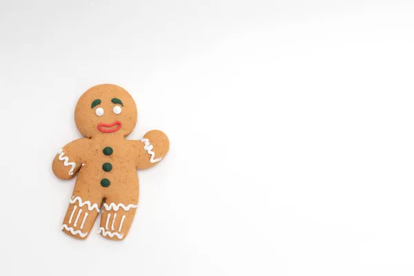 Gingerbread Cookie White Background Free Space — Stock Photo, Image