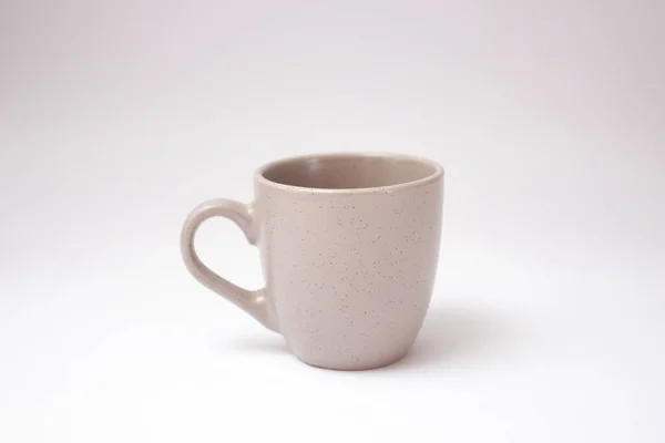 Grey Ceramic Mug White Background — Stock Photo, Image