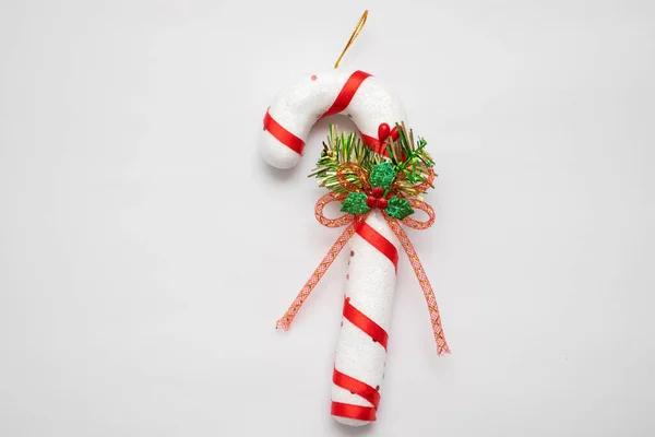 Traditionelle Weihnachtsdekoration Zuckerrohr Auf Weißem Hintergrund — Stockfoto