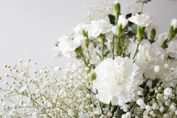 Bouquet White Flowers Gypsophiles Carnations — Stock Photo, Image