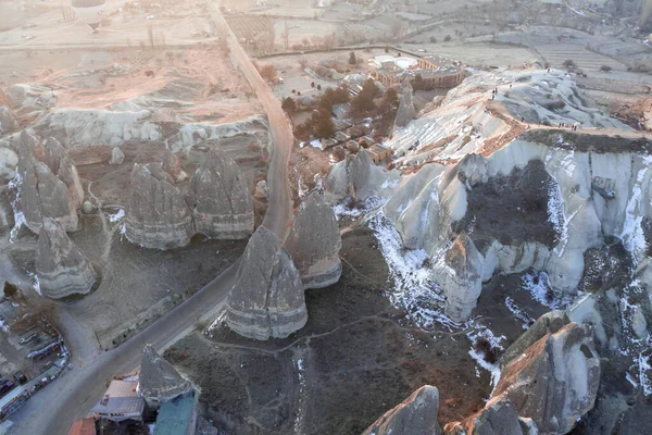 Cappadocia Turchia paesaggio all'alba. Fotografia aerea — Foto Stock