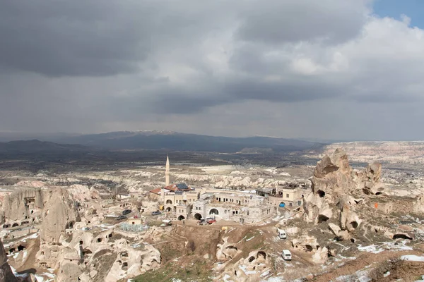 Luftfoto Byen Uchisar Kappadokien Tyrkiet - Stock-foto