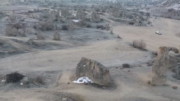 Aerial video shooting landscapes of Cappadocia, Turkey. Valley if Cappadocia — Stockvideo