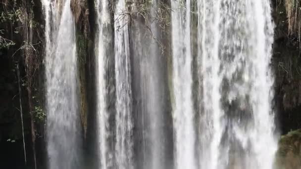 A wall of water falls from a big waterfall. — Vídeos de Stock