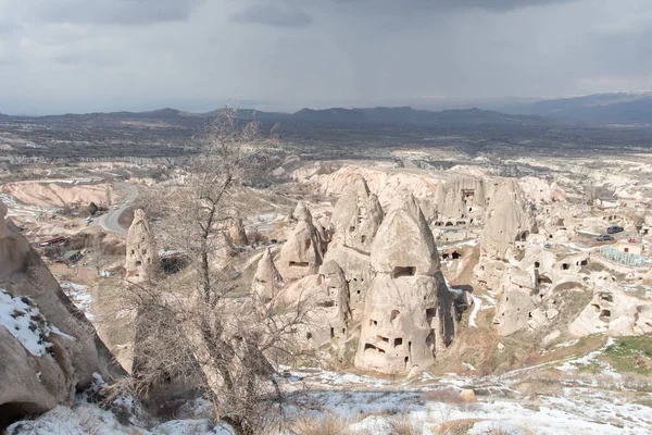 Pohled Město Uchisar Cappadocia Turecko — Stock fotografie