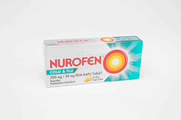 Opakowanie Tabletek Nurofen Antalya Turcja 2022 — Zdjęcie stockowe