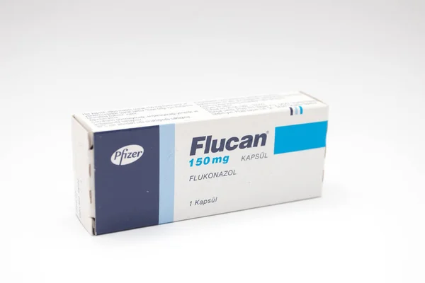 Packaging Tablets Flucan Flukonazol Pfizer Antalya Turkey 2022 — Stock Photo, Image