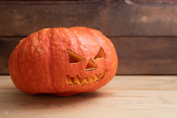 Decorative Carved Pumpkin Halloween Wooden Room — Zdjęcie stockowe