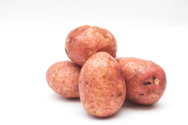 Fresh Red Raw Potatoes White Background — Stock Photo, Image