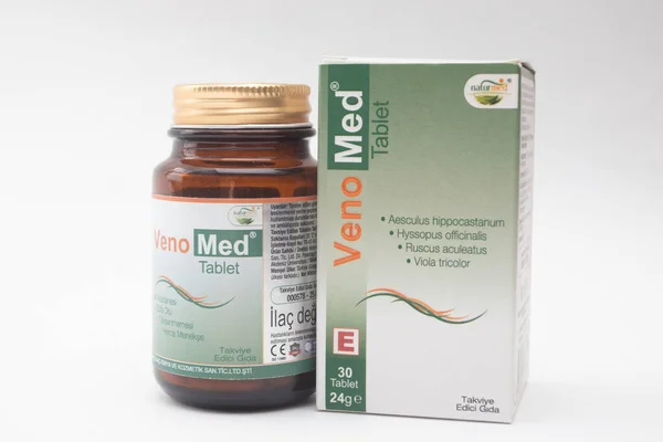 Medicine Veno Med Tablets Dietary Supplement Varicose Veins Pills Turkey — Stock Photo, Image