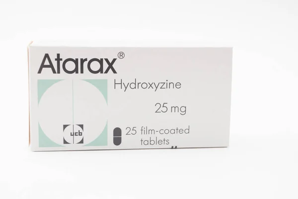 Atarax Pills Box Prescription Drug Russia Krasnoyarsk 2022 — Stock Photo, Image