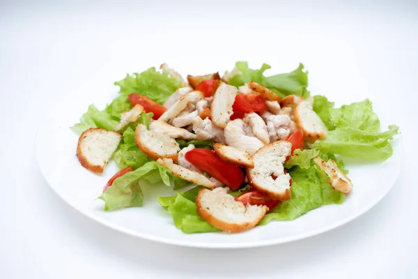 Caesar Salad Plate White Background — Stock Photo, Image