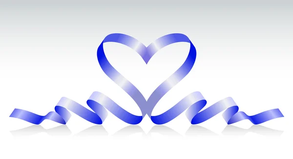 Blue ribbon in the form of heart — Stock Vector