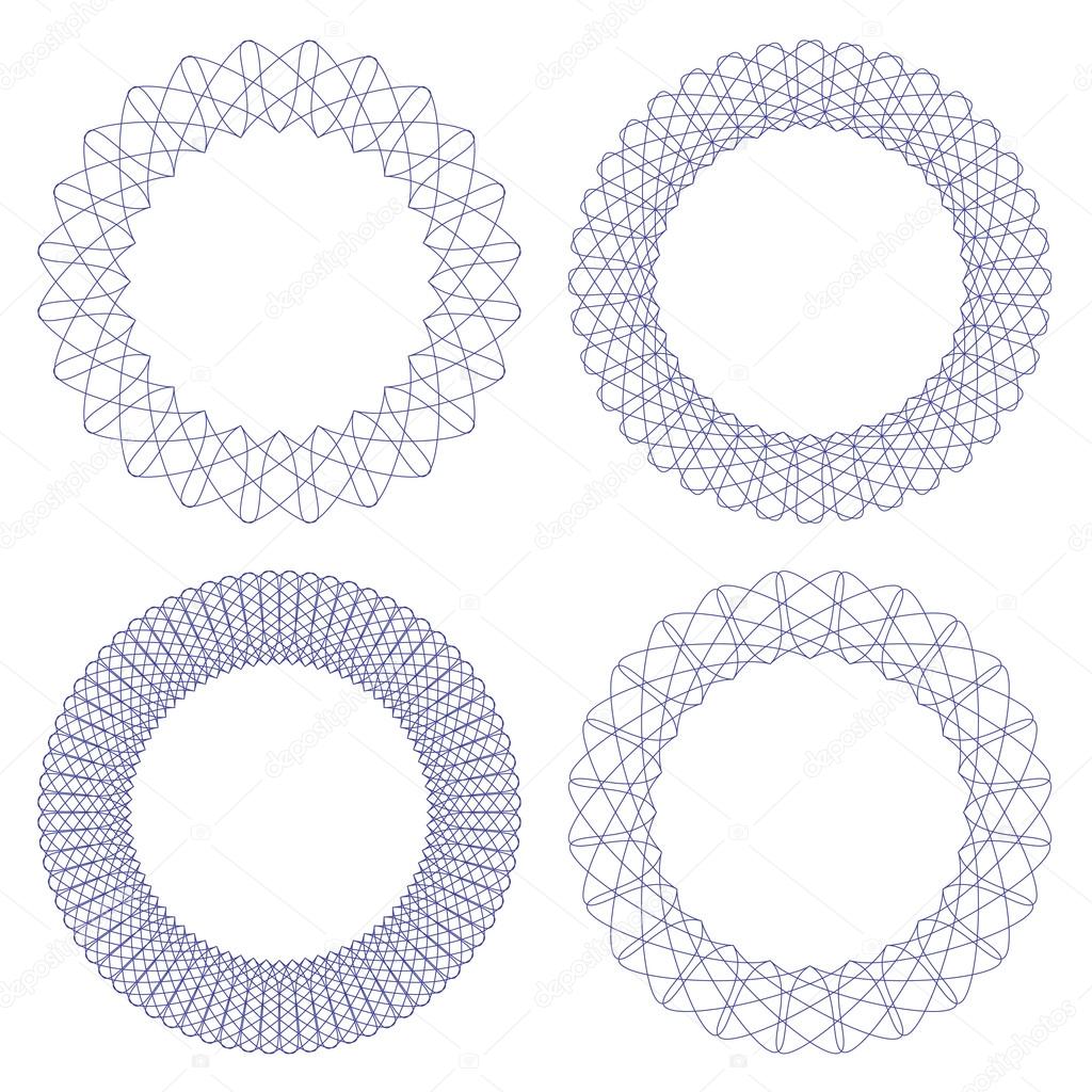 Set of vector guilloche rosettes