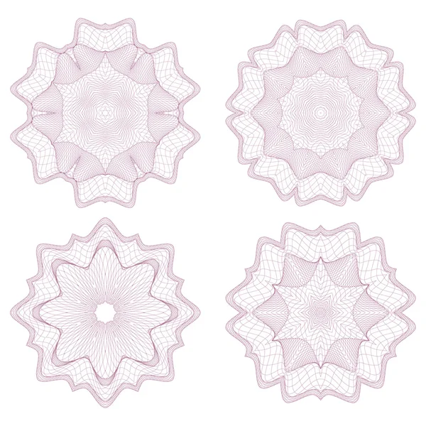 Ensemble de rosettes guillochées vectorielles — Image vectorielle