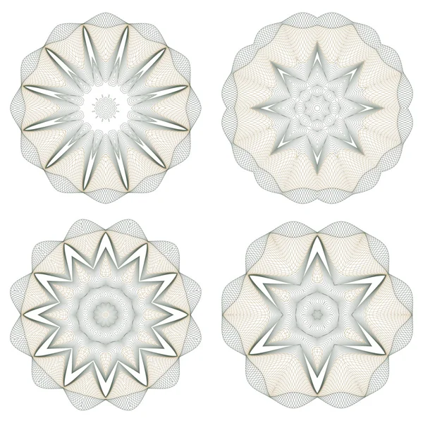 Set of vector round guilloche rosettes — Stock Vector
