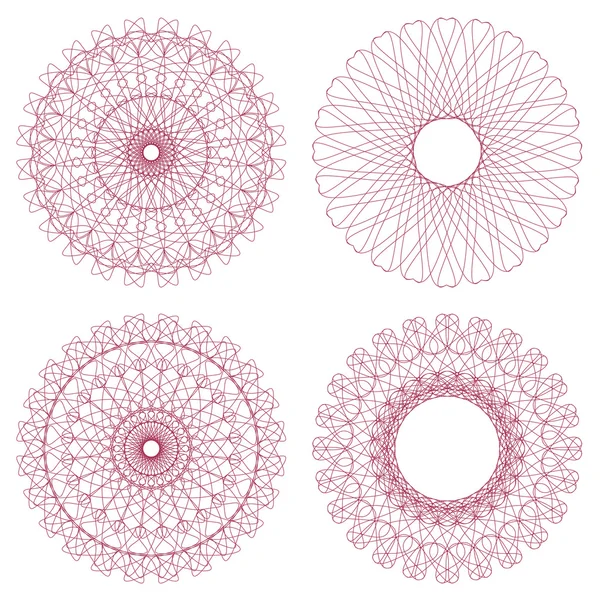 Ensemble de rosettes guillochées vectorielles — Image vectorielle