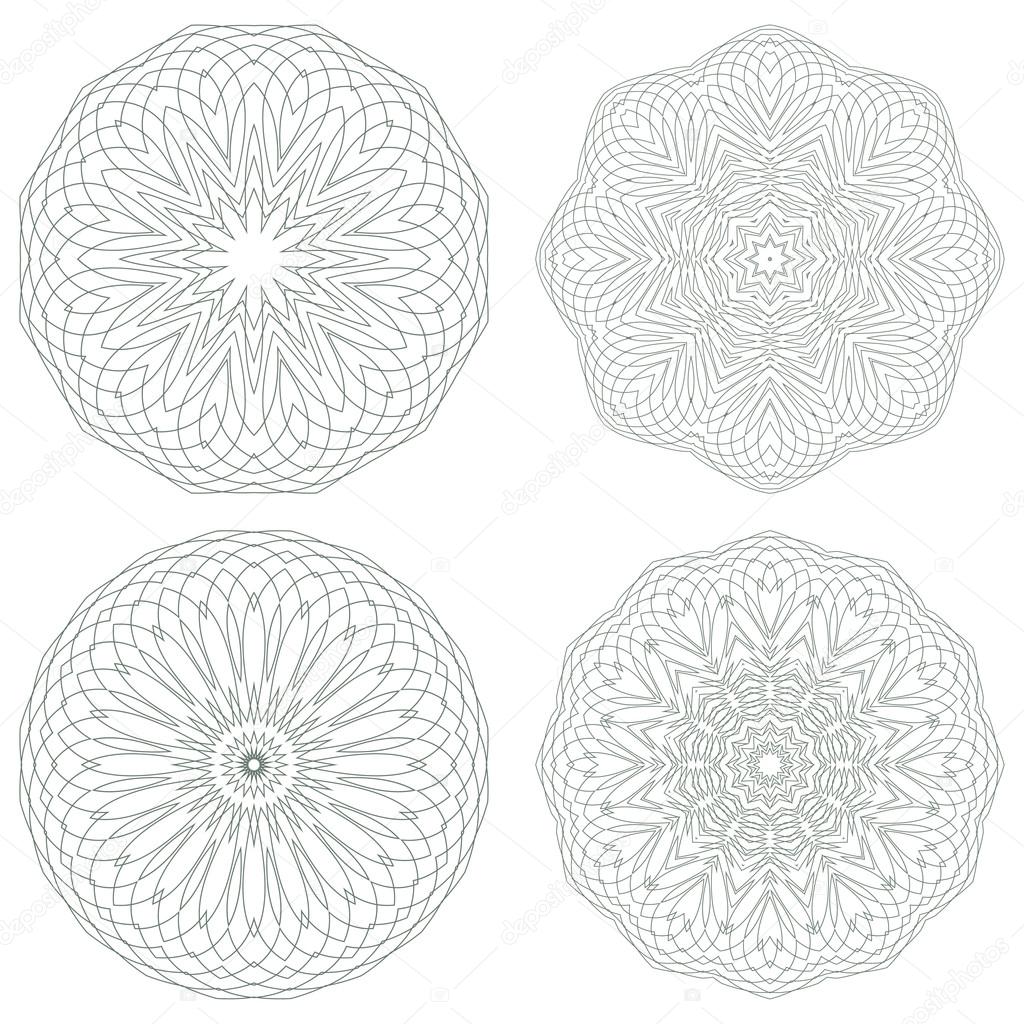 Set of vector guilloche rosettes