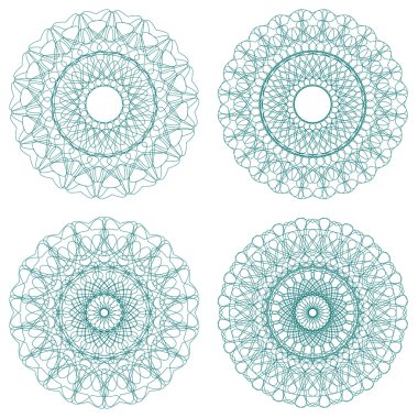 vektör Guillochlu rozet kümesi