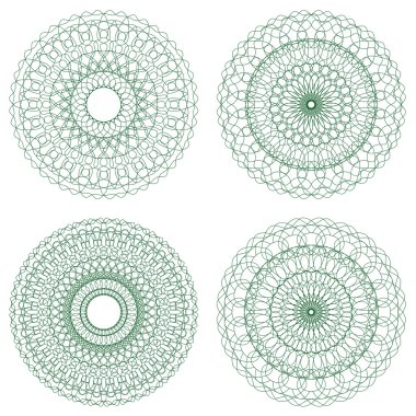 vektör Guillochlu rozet kümesi