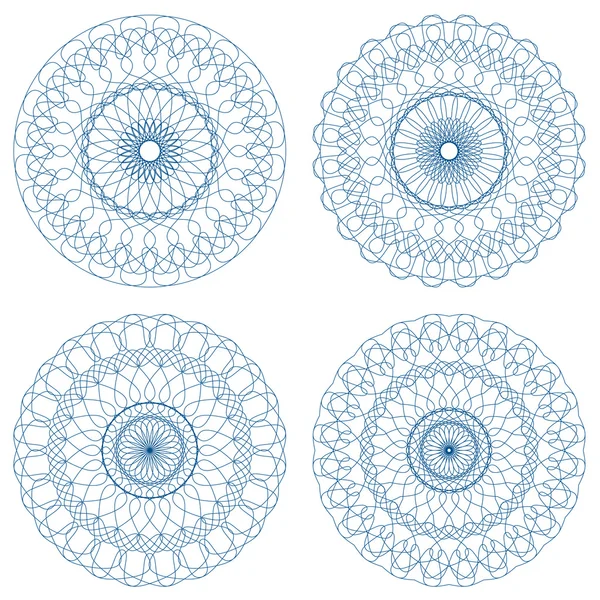 Ensemble de rosettes guillochées vectorielles — Image vectorielle