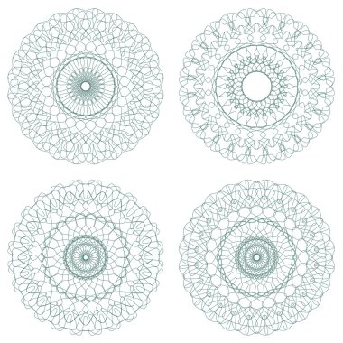vektör Guillochlu rozet kümesi