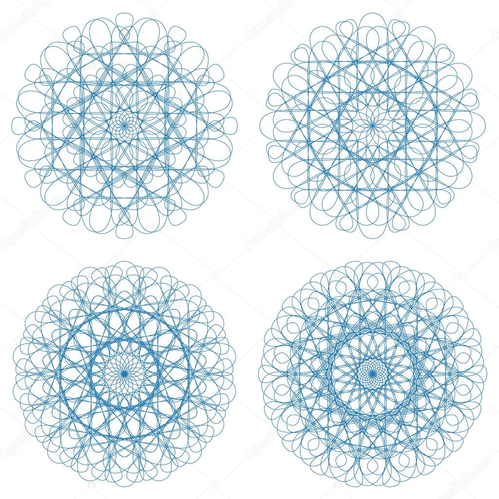 Set of vector guilloche rosettes