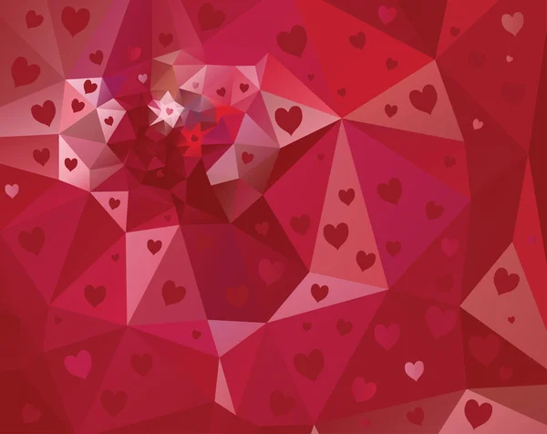 Fondo de triángulo abstracto con corazones — Vector de stock