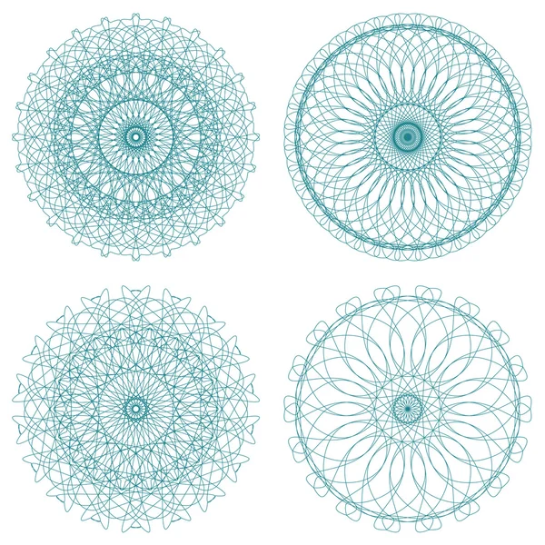 Ensemble de rosettes guillochées vectorielles — Image vectorielle