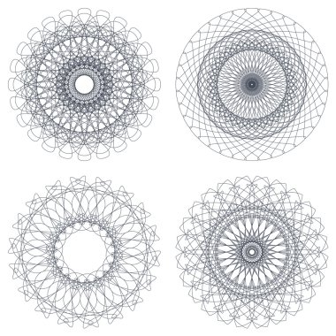 vektör Guillochlu rozet kümesi