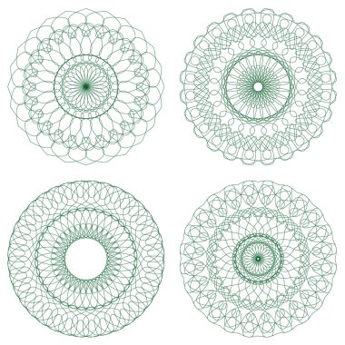 vektör Guillochlu rozet kümesi