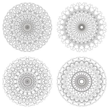 vektör Guillochlu rozet kümesi