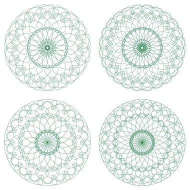 Yeşil vektör Guillochlu rozet kümesi