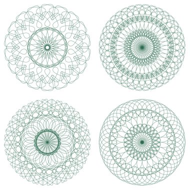 Yeşil vektör Guillochlu rozet kümesi
