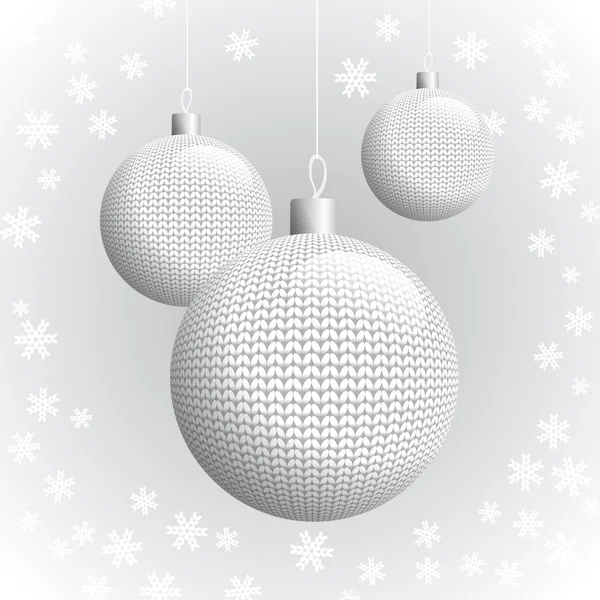 Three Knitted Christmas Balls — Stock Vector