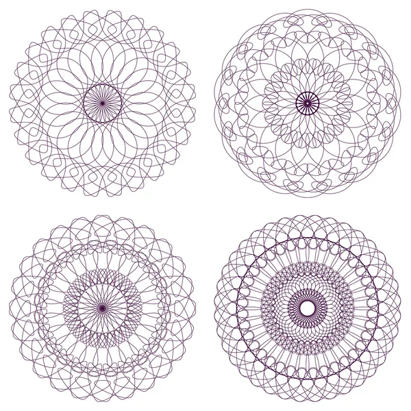 Ensemble de rosettes guillochées vectorielles rouges — Image vectorielle