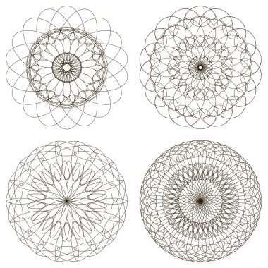 vektör Guillochlu rozet kümesi