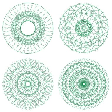 Yeşil vektör Guillochlu rozet kümesi