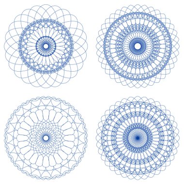vektör Guillochlu rozet kümesi