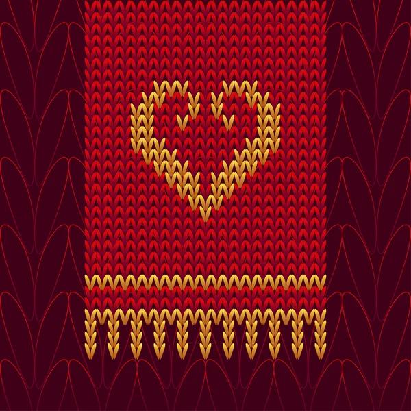 Culoare tricotate lână inima — Vector de stoc