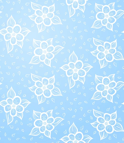 シームレスな花のブルーの背景 — ストックベクタ