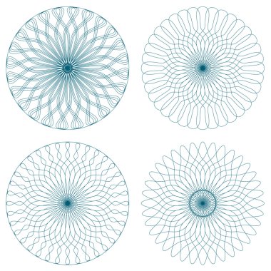 Yeşil vektör Guillochlu rozet kümesi