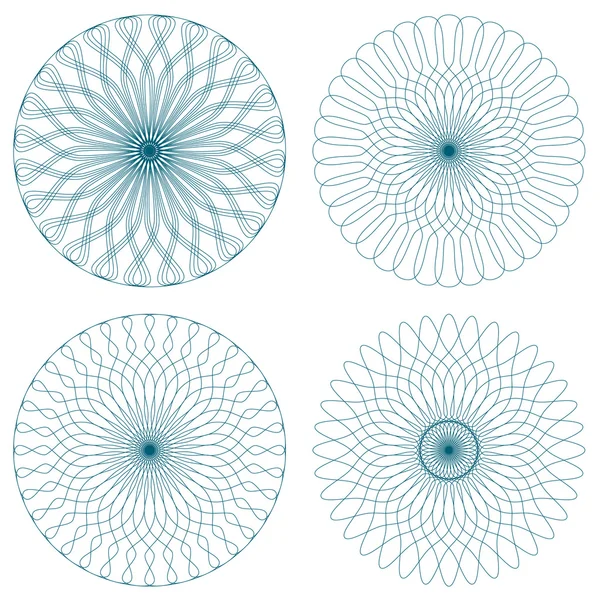 Ensemble de rosettes guillochées vectorielles vertes — Image vectorielle