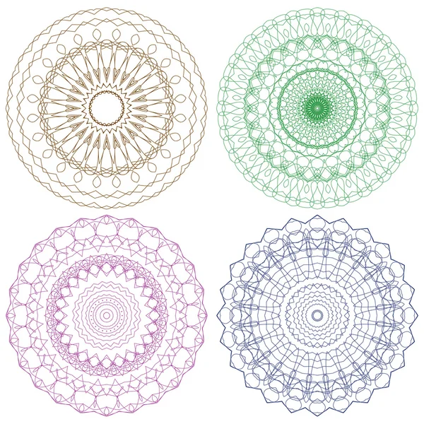 Ensemble de rosettes guillochées vectorielles — Image vectorielle