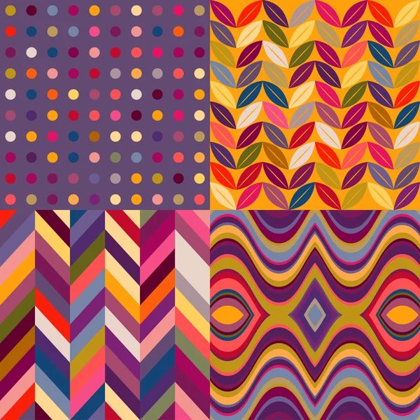 Set of Vector Retro Seamless Abstract Wavy Backgrounds — Stock Vector